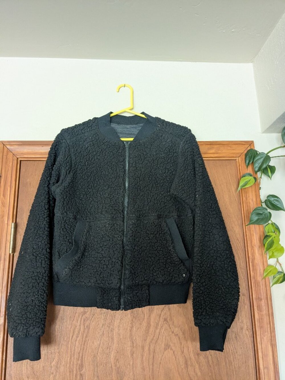 PrAna Polar Escape Bomber Jacket Teddy‎ Sherpa Women's Medium Black